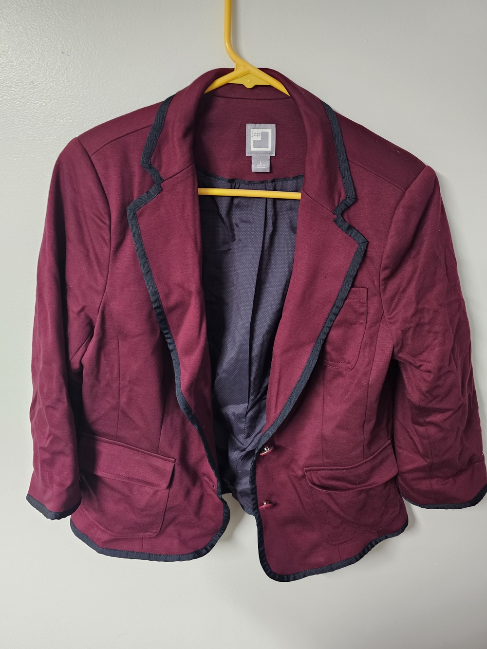 jcpenney Women's Wine Blazer with Black Trim